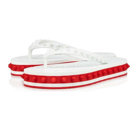 Christian Louboutin Loubi Stud Platform Flip Flop white red - Picture 7 of 10